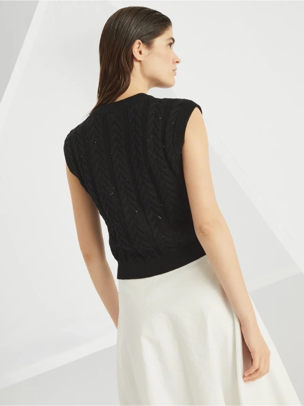 BNWT!!! Brunello Cucinelli Cotton Dazzling Double Cable Sweater Vest - Size M - Picture 3 of 11